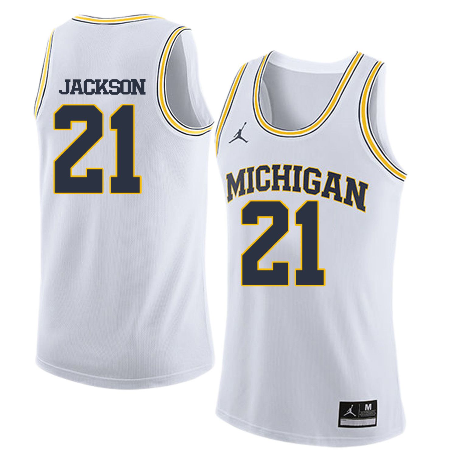 Men Jordan University of Michigan Basketball White 21 Jackson Customized NCAA Jerseys